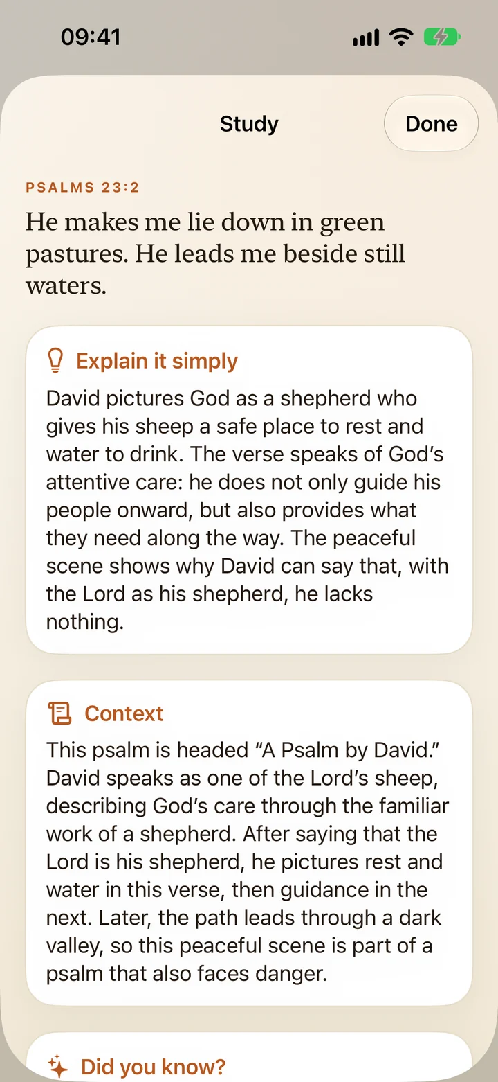 Study notes for Psalm 23:2: Explain it simply and Context